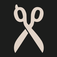 White icon of scissors on black background